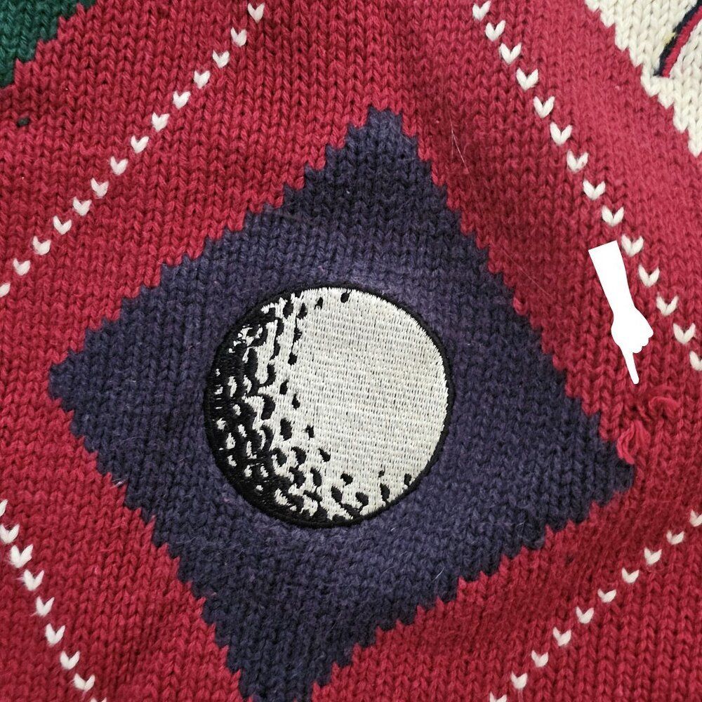 90s Vintage Payne Stewart Red Argyle Embroidered Golf Sweater Size 2XLT - Picture 9 of 9
